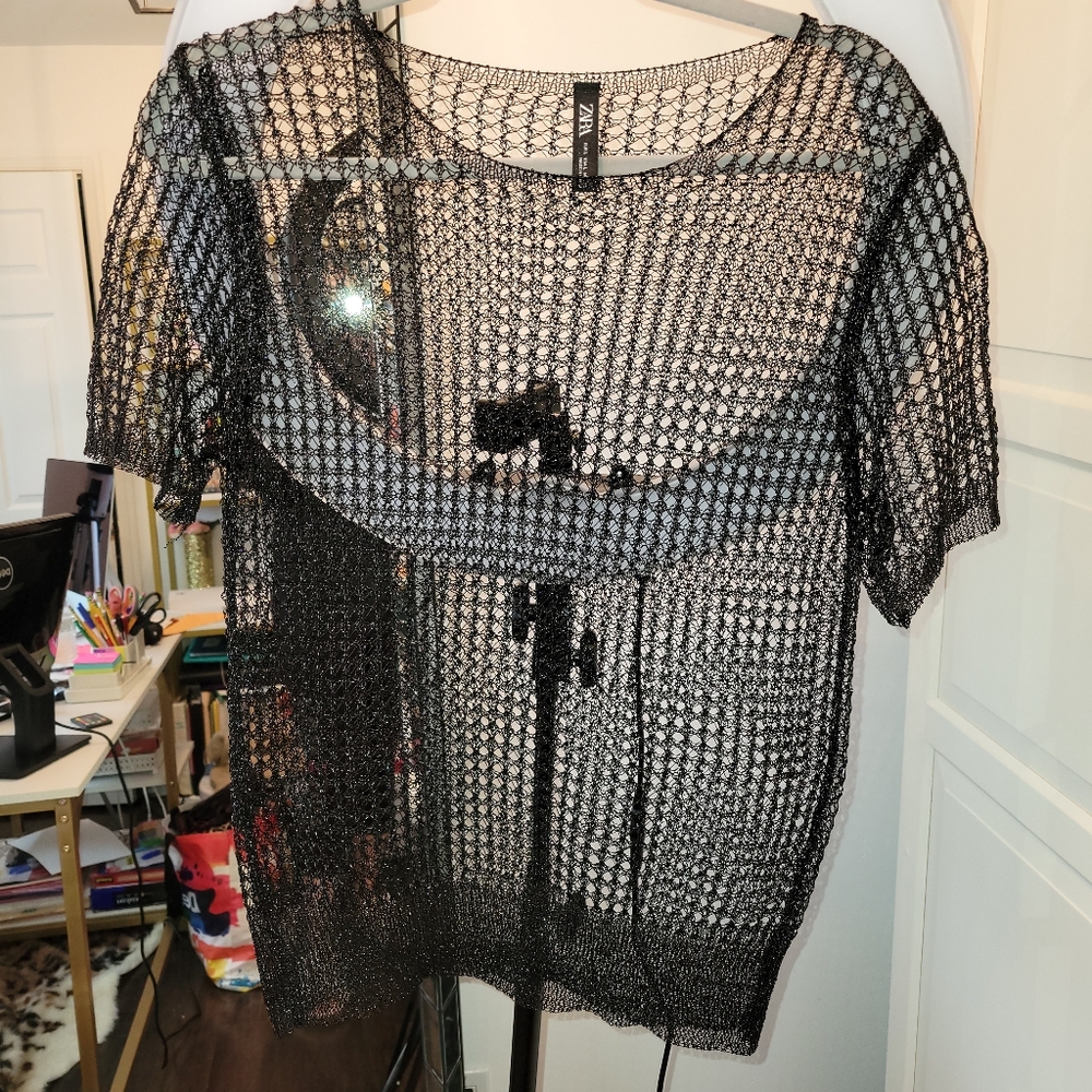 Zara New W/O Tags Netted Top